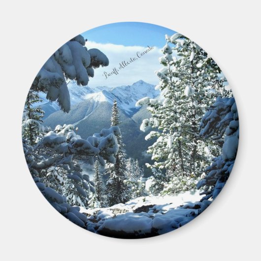 バンフ、アルバータ、カナダ雪カバー マグネット (正面)