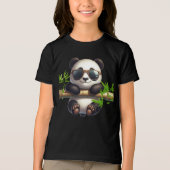 バンブから眼鏡を掛けつるた可愛いパンダカブ トライブレンドＴシャツ (正面)