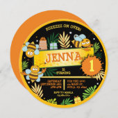 バンブルハチベビーの最初の誕生日パーティーの招待 招待状 (正面/裏面)