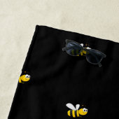 バンブルハチ黒モノグラム名スクリプト ビーチタオル (インサイチュ)