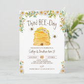 バンブルビーの誕生日、双子の3歳の誕生日 招待状 (スタンド正面)