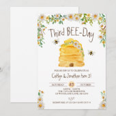 バンブルビーの誕生日、双子の3歳の誕生日 招待状 (正面/裏面)