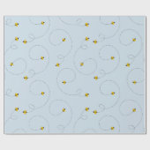 バンブルビーズブルーベビーシャワーシームレス ラッピングペーパー (フラット)