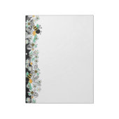 バンブルビーズホワイトデイジーとブラック水玉模様 ノートパッド (回転)