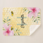 バンブルビーハニカム花模様熱帯ピンクの名前 シェルパブランケット (正面(横))