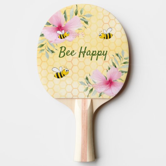バンブルビーピンク花模様イエローハニカム 卓球ラケット (裏面)