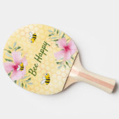 バンブルビーピンク花模様イエローハニカム 卓球ラケット (横)