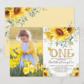 バンブルビー サンキビ ガーデンガール 1歳誕生日 招待状 (正面/裏面)