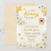 バンブルビー ベイビー シャワー リトル ハニー スイート デイジー 招待状 (正面/裏面)