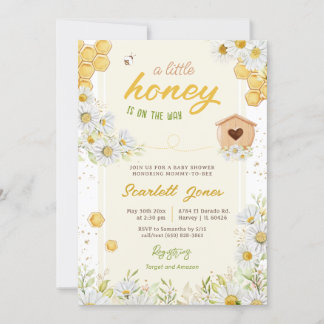 バンブルビー ベイビー シャワー リトル ハニー スイート デイジー 招待状