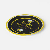 バンブルブラック&イエローホワイトビーテーマベビーシャワー ペーパープレート (アングル)