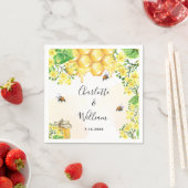 バンブルミツバチ蜂蜜の黄色結婚花模様 スタンダードカクテルナプキン (インサイチュ)