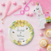 バンブルミツバチ蜂蜜の黄色結婚花模様 ペーパープレート (パーティー)