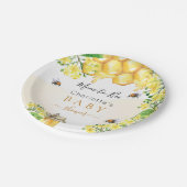 バンブルミツバチ蜂蜜イエロー花模様ベビーシャワー ペーパープレート (アングル)