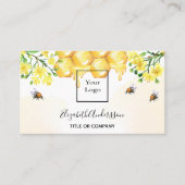 バンブルミツバチ蜂蜜イエロー花模様ロゴ 名刺 (正面)