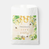 バンブルミツバチ蜂蜜イエロー花模様誕生日パーティー フェイバーバッグ (正面)