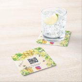 バンブルミツバチ黄色のフローラビジネスソーシャルメディア スクエアペーパーコースター (インサイチュ)