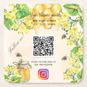 バンブルミツバチ黄色のフローラビジネスソーシャルメディア スクエアペーパーコースター (正面)