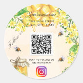 バンブルミツバチ黄色のフローラビジネスソーシャルメディア ラウンドシール (正面)