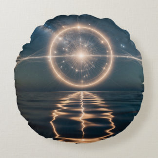 バンブロック付きドリーミーお洒落ウォータカラー枕 ラウンドクッション