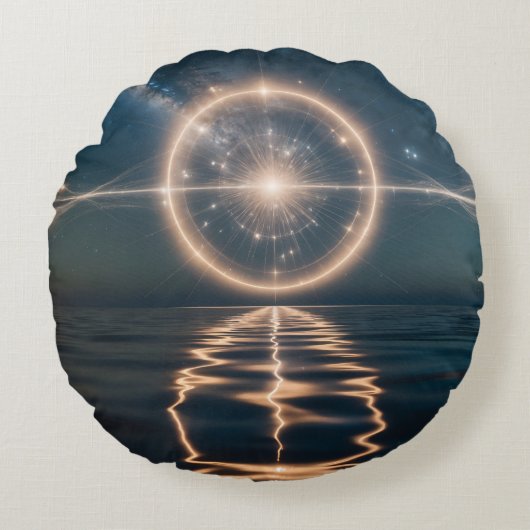 バンブロック付きドリーミーお洒落ウォータカラー枕 ラウンドクッション (正面)