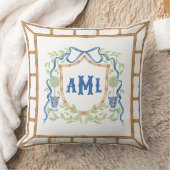 バンブーオリーブのトピアリークレスト | モノグラム クッション (ブランケット)