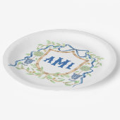 バンブーオリーブのトピアリークレスト | モノグラム ペーパープレート (アングル)