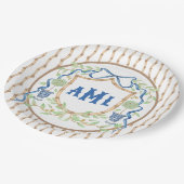 バンブーオリーブのトピアリークレスト | モノグラム ペーパープレート (アングル)