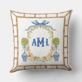 バンブーオレンジトピアリークレスト | 3文字モノグラム クッション (裏面)