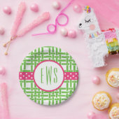 バンブーグロスグレインモノグラムの紙プレート ペーパープレート (パーティー)