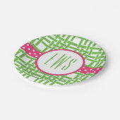 バンブーグロスグレインモノグラムの紙プレート ペーパープレート (アングル)