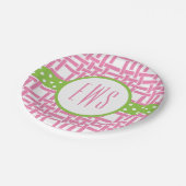 バンブーグロスグレインモノグラムの紙プレート ペーパープレート (アングル)