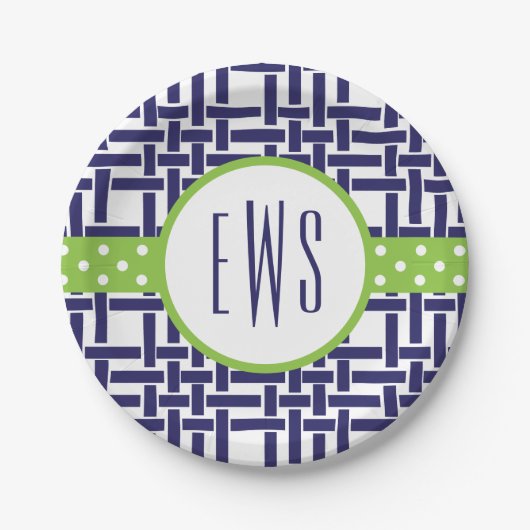 バンブーグロスグレインモノグラムの紙プレート ペーパープレート (正面)