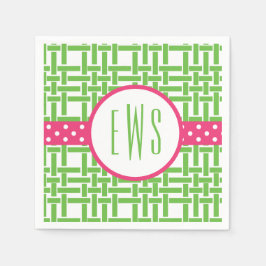 バンブーグロモノグラムのンパーティーナプキン スタンダードカクテルナプキン