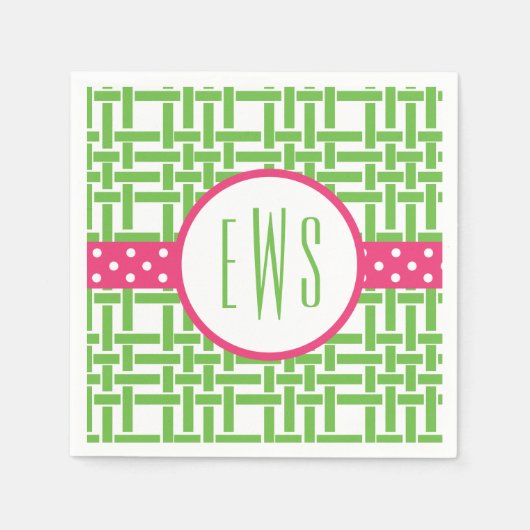 バンブーグロモノグラムのンパーティーナプキン スタンダードカクテルナプキン (正面)