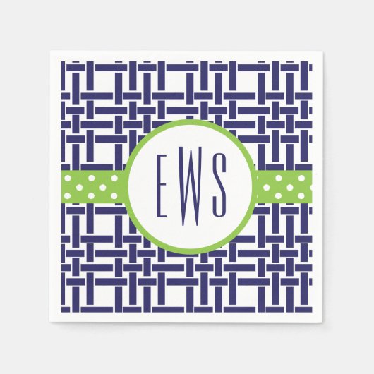 バンブーグロモノグラムのンパーティーナプキン スタンダードカクテルナプキン (正面)