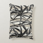 バンブージャングルストライプハワイアン – 黒とトープ アクセントクッション (裏面(縦))