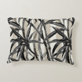 バンブージャングルストライプハワイアン – 黒とトープ アクセントクッション (裏面)