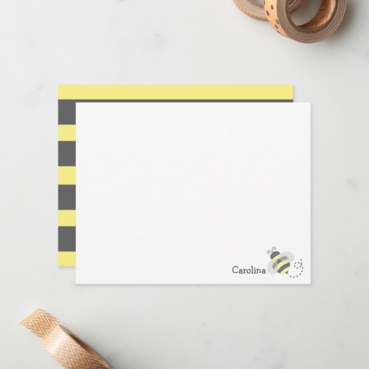 バンブービー Bee 黒 黄色 ストライプ 文房具 ノートカード (正面/裏面インサイチュ)