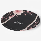 バンブーピンク桜さくらんぼブロッサムブライダルシャワー ペーパープレート (アングル)