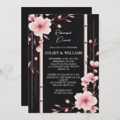 バンブーピンク桜さくらんぼブロッサムリハーサルディナー 招待状 (正面/裏面)