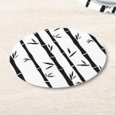 バンブーブラック&ホワイトカスタム ラウンドペーパーコースター (アングル)