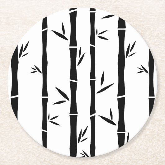 バンブーブラック&ホワイトカスタム ラウンドペーパーコースター (正面)