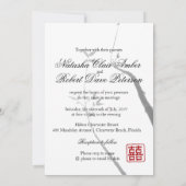 © バンブー ラブ ダブル ハピネス 中国 結婚式 招待状 (裏面)