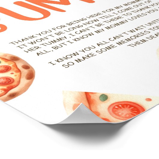 バンプのサインからピザ赤ちゃんシャワーのメッセージ ポスター (角)