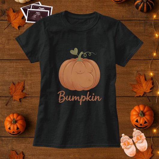 バンプキンハロウィン妊婦のティー；かわいいカボチャのバンプ Tシャツ