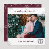 バンプスノーフレーク写真からの陽気なクリスマス シーズンカード (正面/裏面)