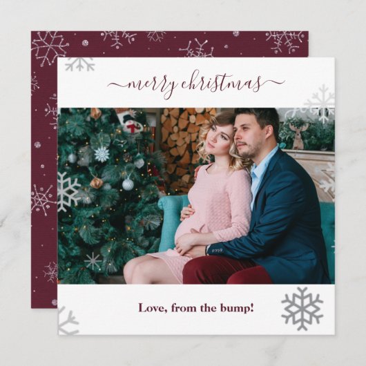 バンプスノーフレーク写真からの陽気なクリスマス シーズンカード (正面/裏面)