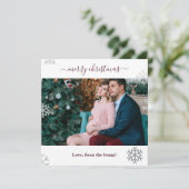 バンプスノーフレーク写真からの陽気なクリスマス シーズンカード (スタンド正面)