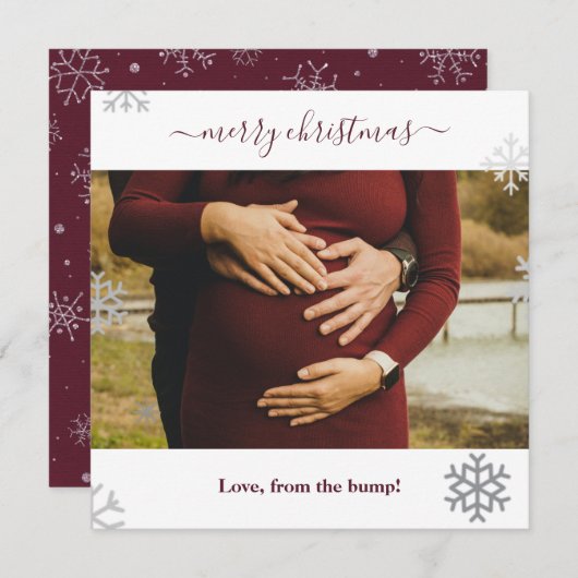 バンプスノーフレーク写真からの陽気なクリスマス シーズンカード (正面/裏面)